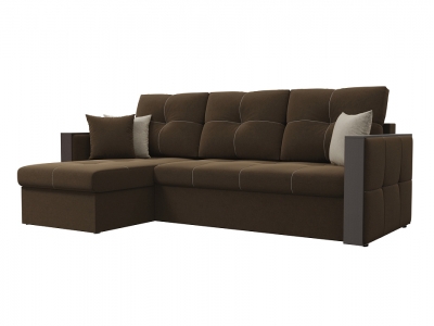 Угловой диван Валенсия (микровельвет коричневый)